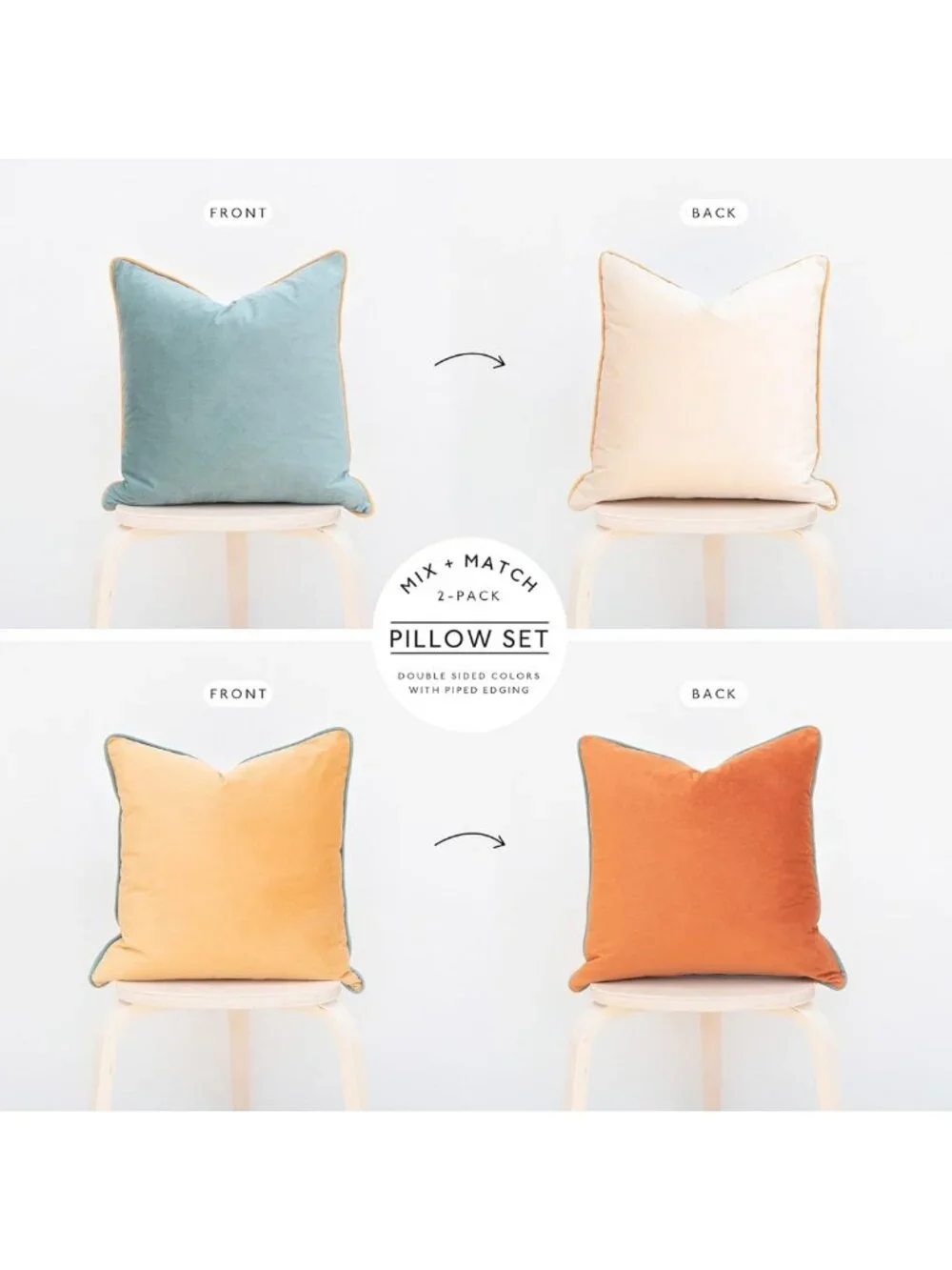 Soft Velvet Decorative Throw Pillow Covers, Set of 2, Modern Double-Sided, 18x18